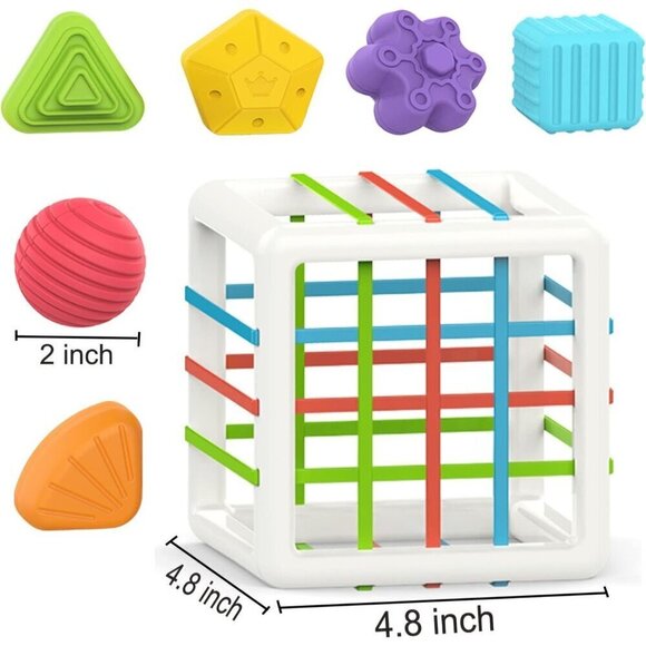 MINGKIDS Montessori cube Toys for 1 Year Old, Toy 6 Pc Multi Sensory Shapes. - Picture 7 of 8